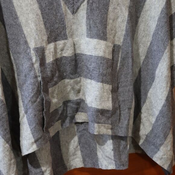 Michael Stars Wool Cashmere Striped Poncho Sweater OS Y2K Preppy Chic Cozy - Picture 9 of 13
